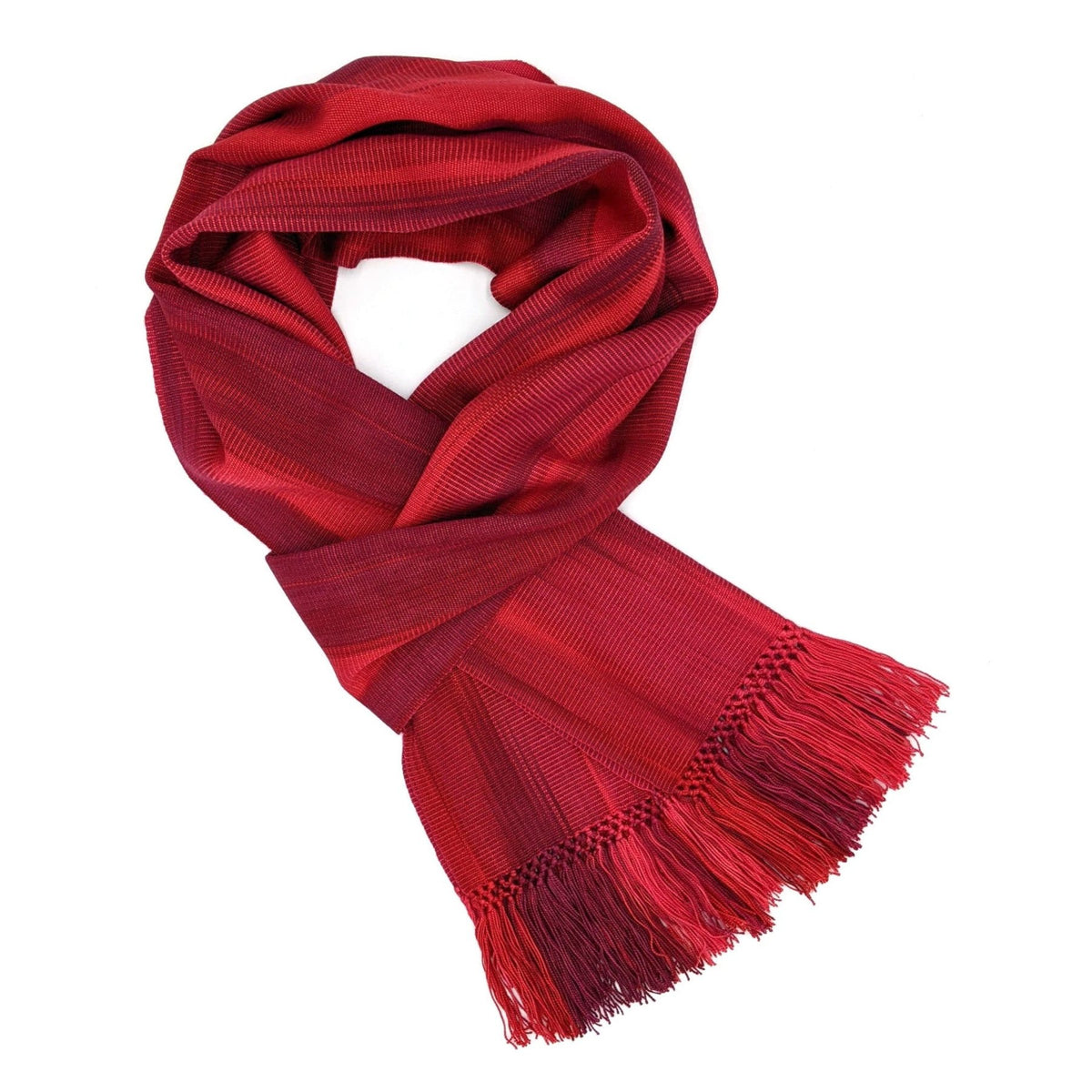 Reds (Bright!) Lightweight Bamboo Handwoven Scarf 8 x 68 - A Thread of Hope Guatemalan Fair Trade