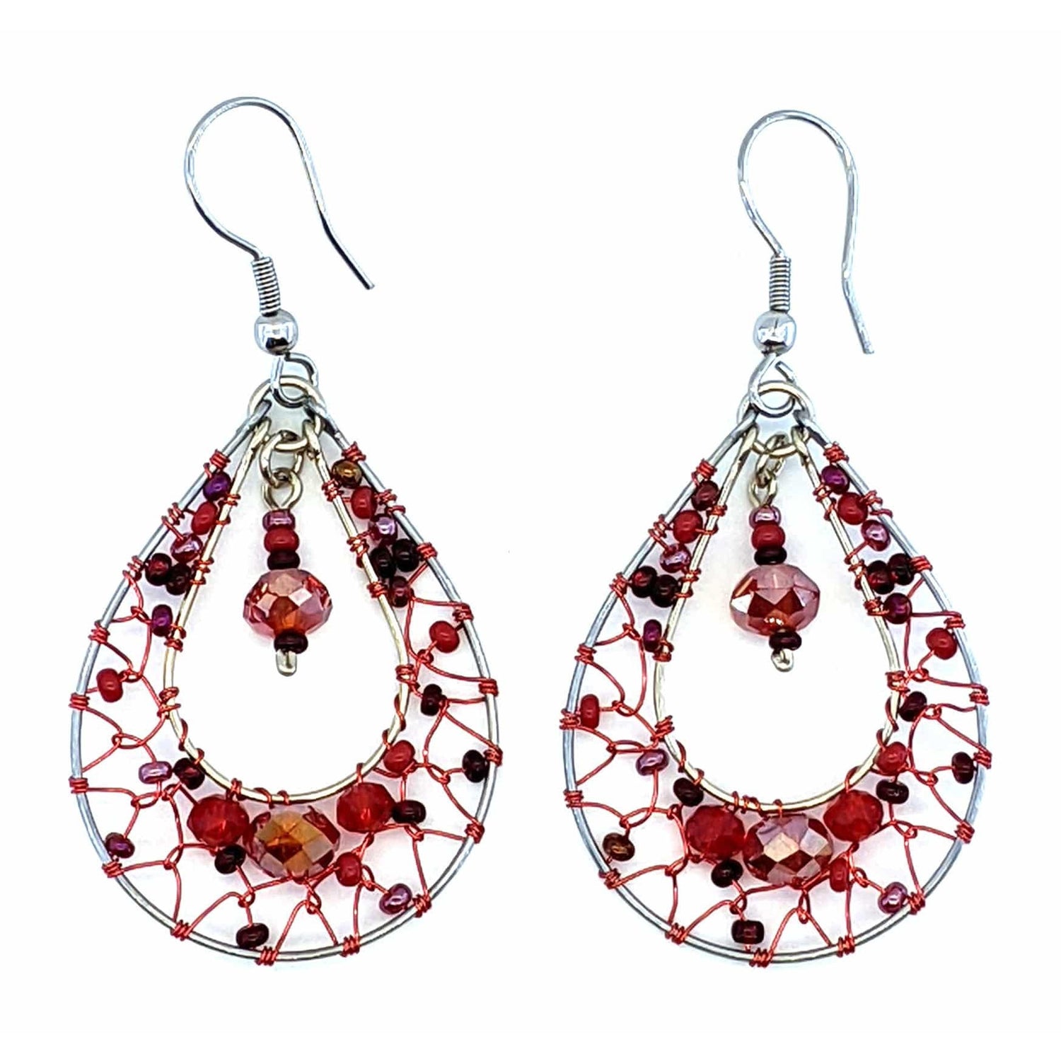 Reds Esperanza Dreamcatcher Beaded Earrings - A Thread of Hope Guatemalan Fair Trade