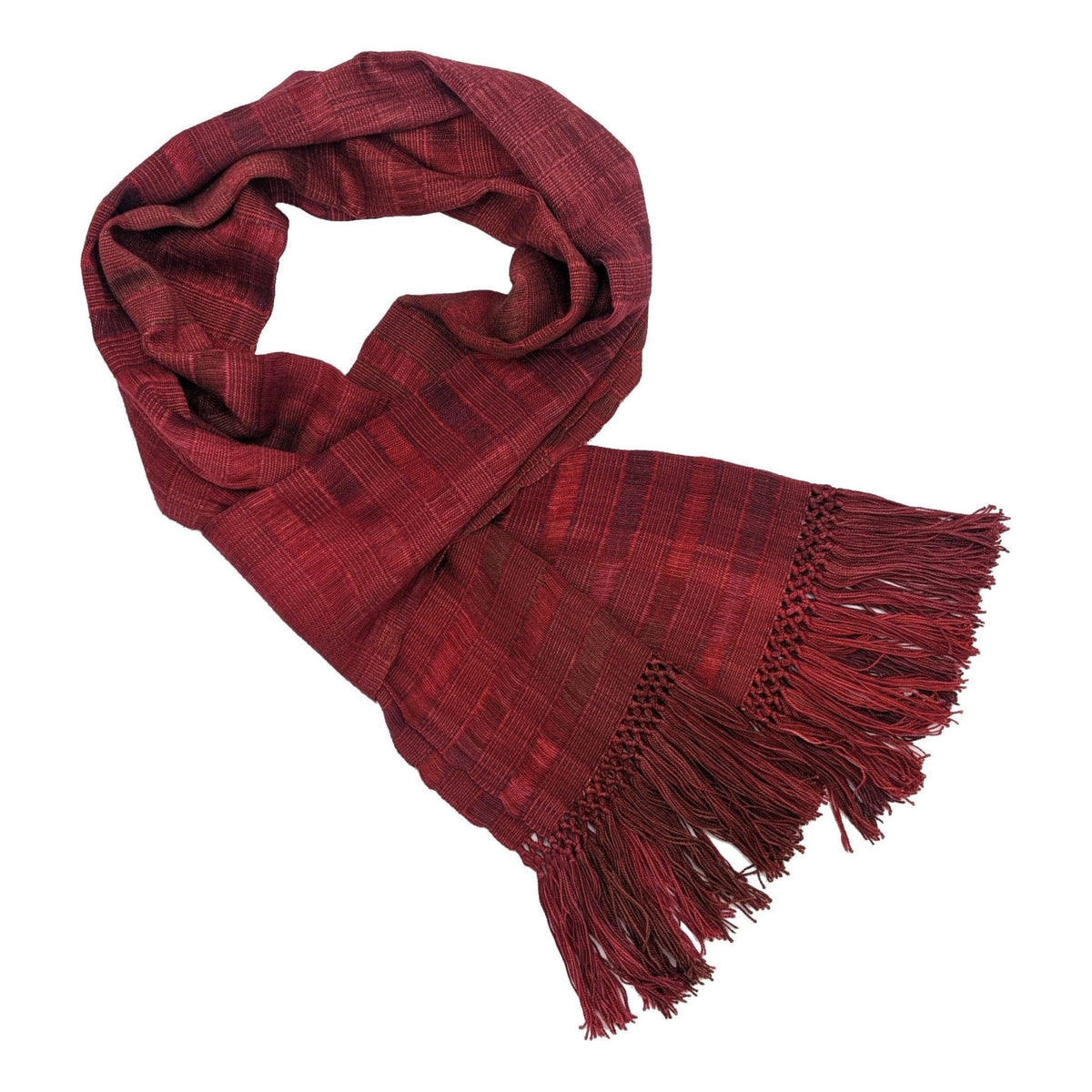 Reds Lightweight Bamboo Open - Weave Handwoven Scarf 8 x 68 - A Thread of Hope Guatemalan Fair Trade