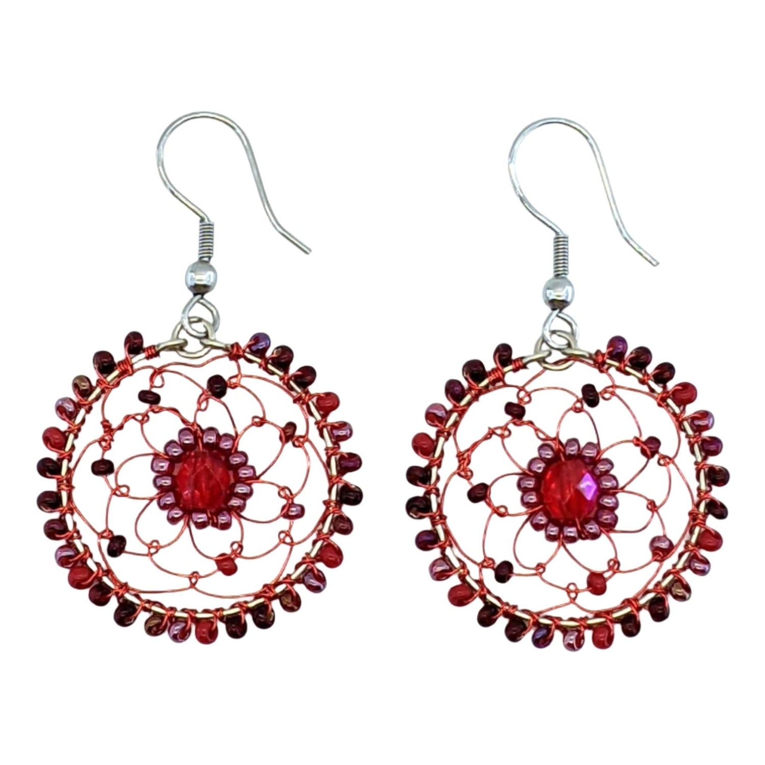 Reds Olivia Dreamcatcher Beaded Earrings - A Thread of Hope Guatemalan Fair Trade