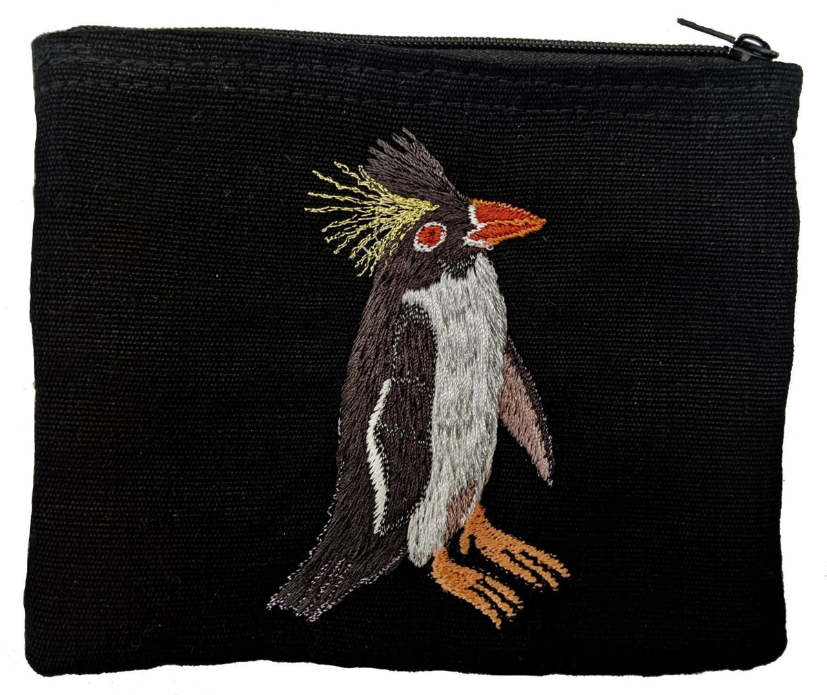 Rockhopper Penguin Thread Painted Cotton Coin Purse - A Thread of Hope Guatemalan Fair Trade