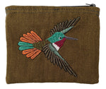 Ruby Throated Hummingbird Thread Painted Cotton Coin Purse - A Thread of Hope Guatemalan Fair Trade