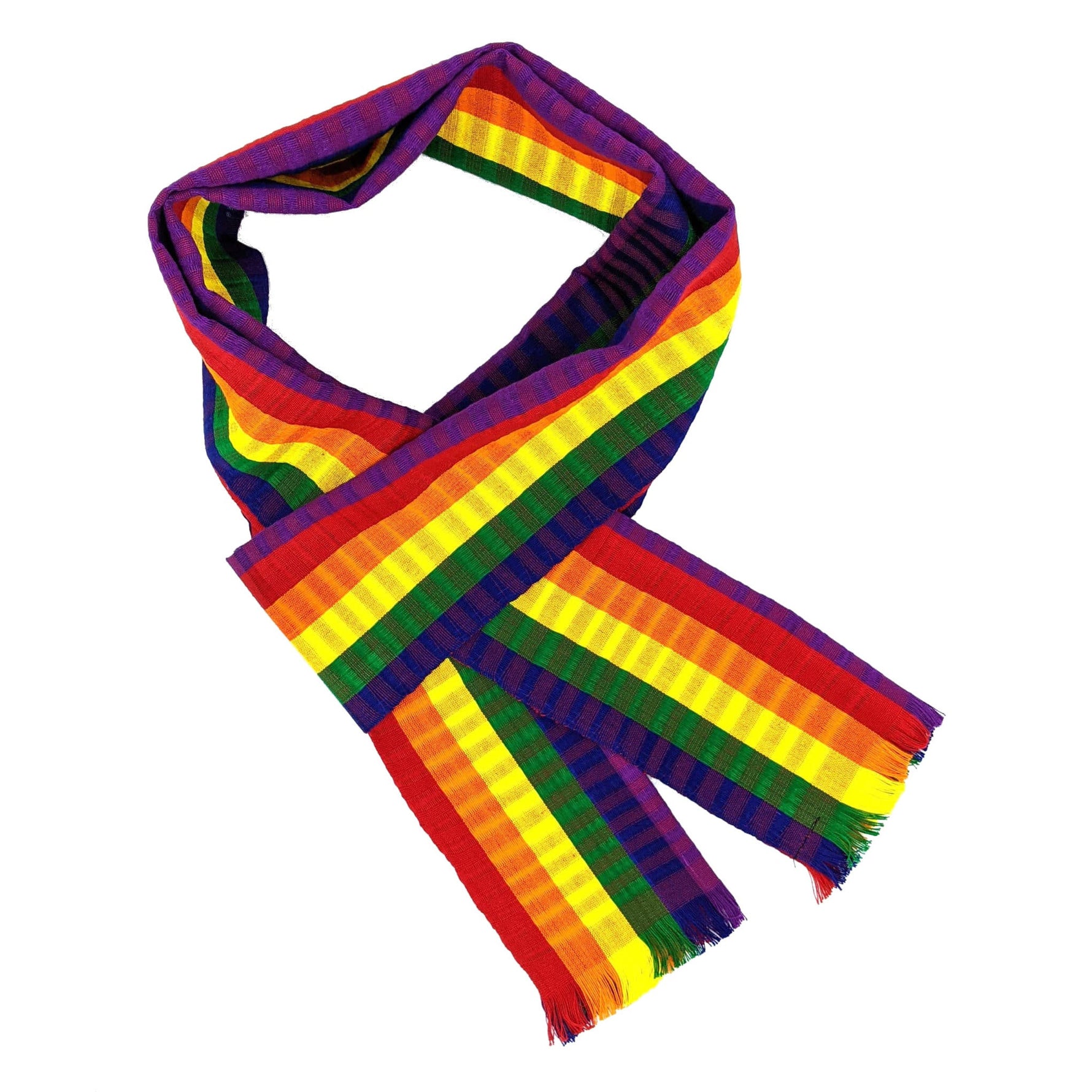 Rainbow Stripe Handwoven Cotton Scarf