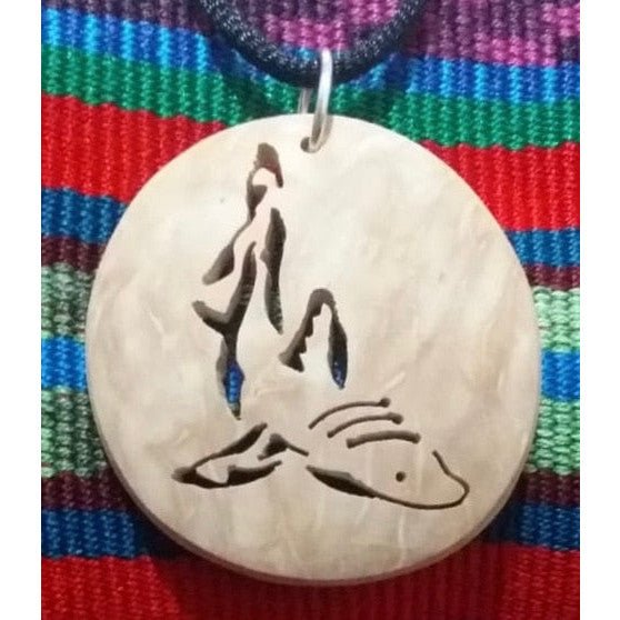 Shark Coco Spirit Hand - Carved Coconut Shell Necklace - A Thread of Hope Guatemalan Fair Trade