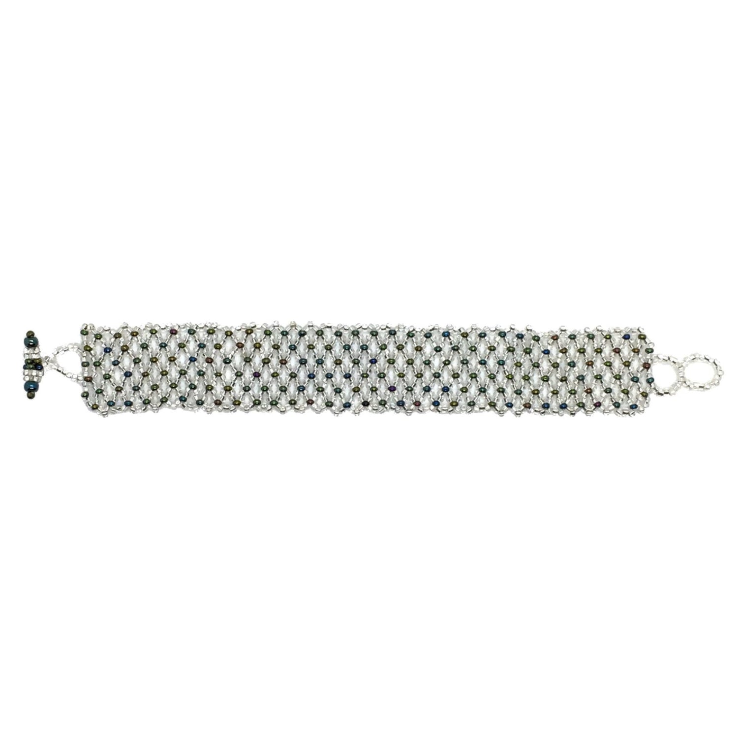 Silver White and Gray Laura Beaded Bracelet - A Thread of Hope Guatemalan Fair Trade