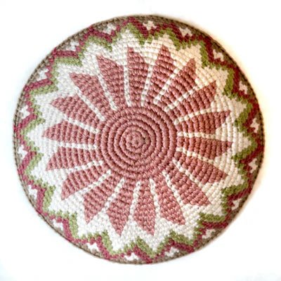 Soft Floral Kippah (Yarmulke) with Rose Center - A Thread of Hope Guatemalan Fair Trade