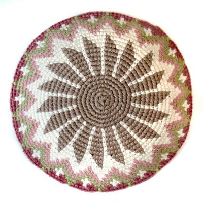 Soft Floral Kippah (Yarmulke) with Tan Center - A Thread of Hope Guatemalan Fair Trade