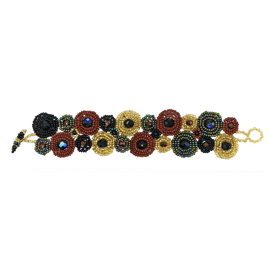 Sophisticated Autumn Circles Beaded Bracelet - A Thread of Hope Guatemalan Fair Trade