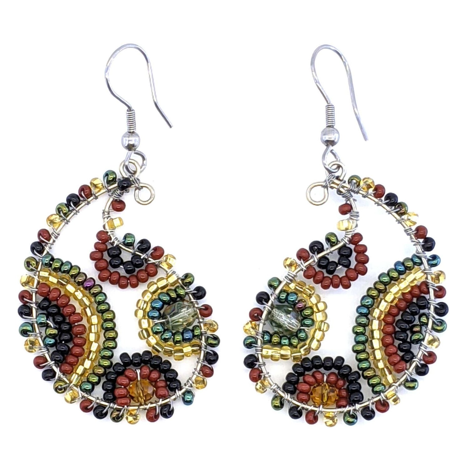 Sophisticated Autumn Paisley Beaded Earrings - A Thread of Hope Guatemalan Fair Trade