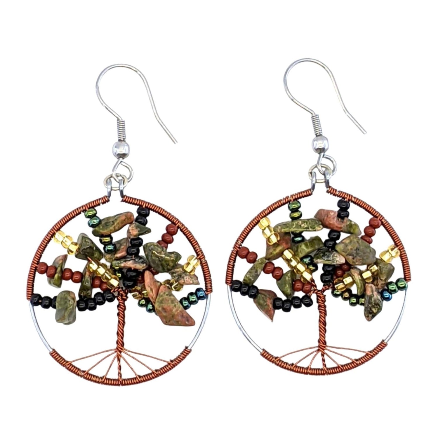 Sophisticated Autumn Tree of Life Beaded Earrings - A Thread of Hope Guatemalan Fair Trade