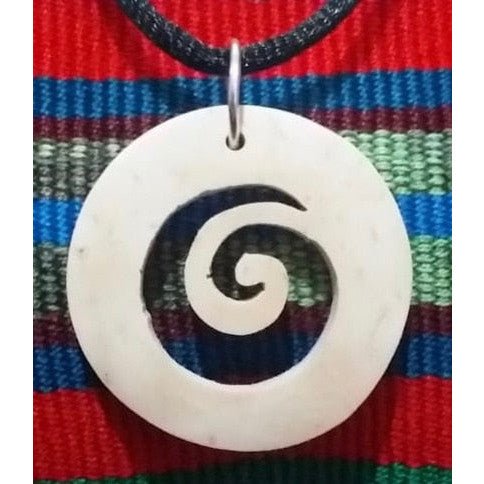 Spiral 3 Coco Spirit Hand - Carved Coconut Shell Necklace - A Thread of Hope Guatemalan Fair Trade