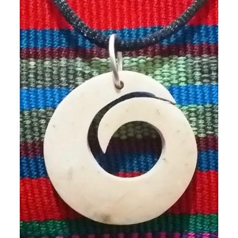 Spiral / Wave 2 Coco Spirit Hand - Carved Coconut Shell Necklace - A Thread of Hope Guatemalan Fair Trade