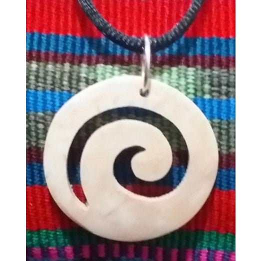 Spiral / Wave Coco Spirit Hand - Carved Coconut Shell Necklace - A Thread of Hope Guatemalan Fair Trade