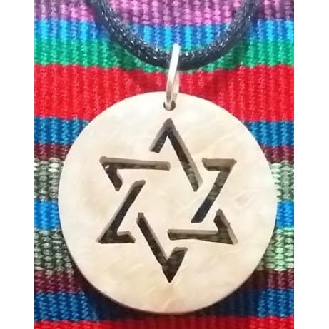 Star of David / Hexagram Coco Spirit Hand - Carved Coconut Shell Necklace - A Thread of Hope Guatemalan Fair Trade