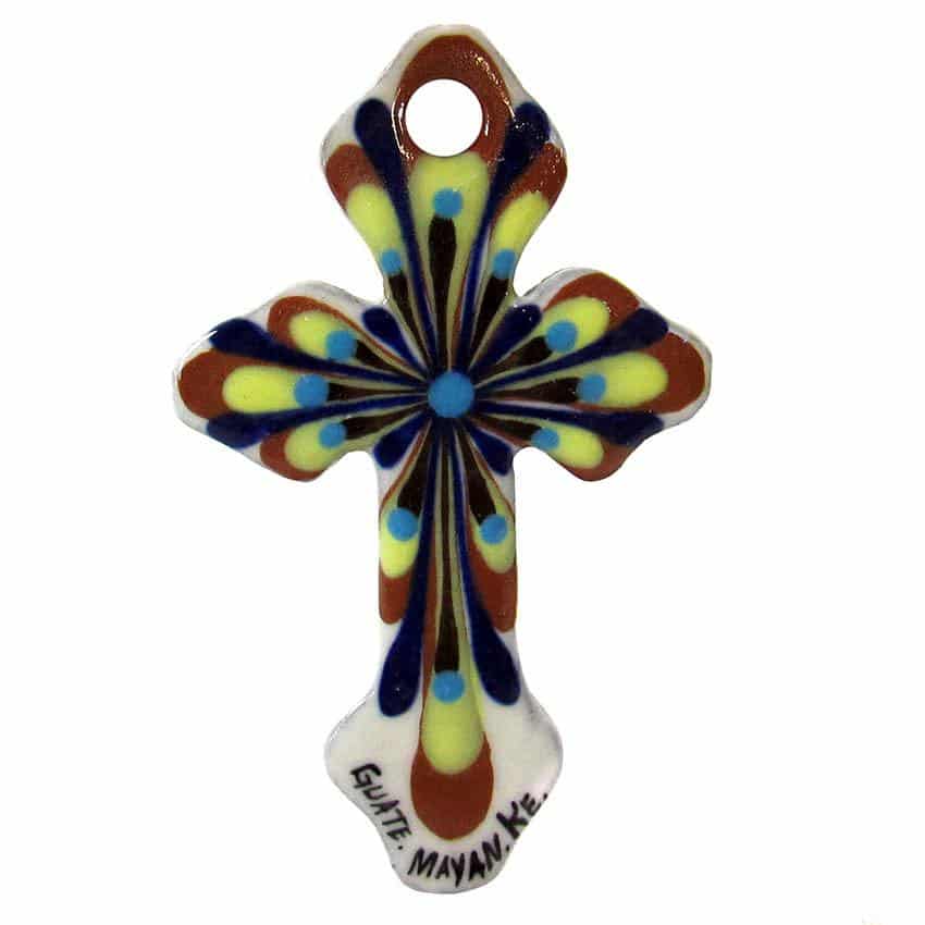 Stoneware Cross - Hand - Painted - A Thread of Hope Guatemalan Fair Trade