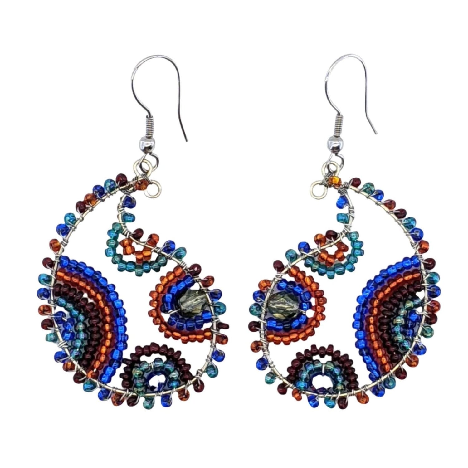 Sunrise Paisley Beaded Earrings - A Thread of Hope Guatemalan Fair Trade