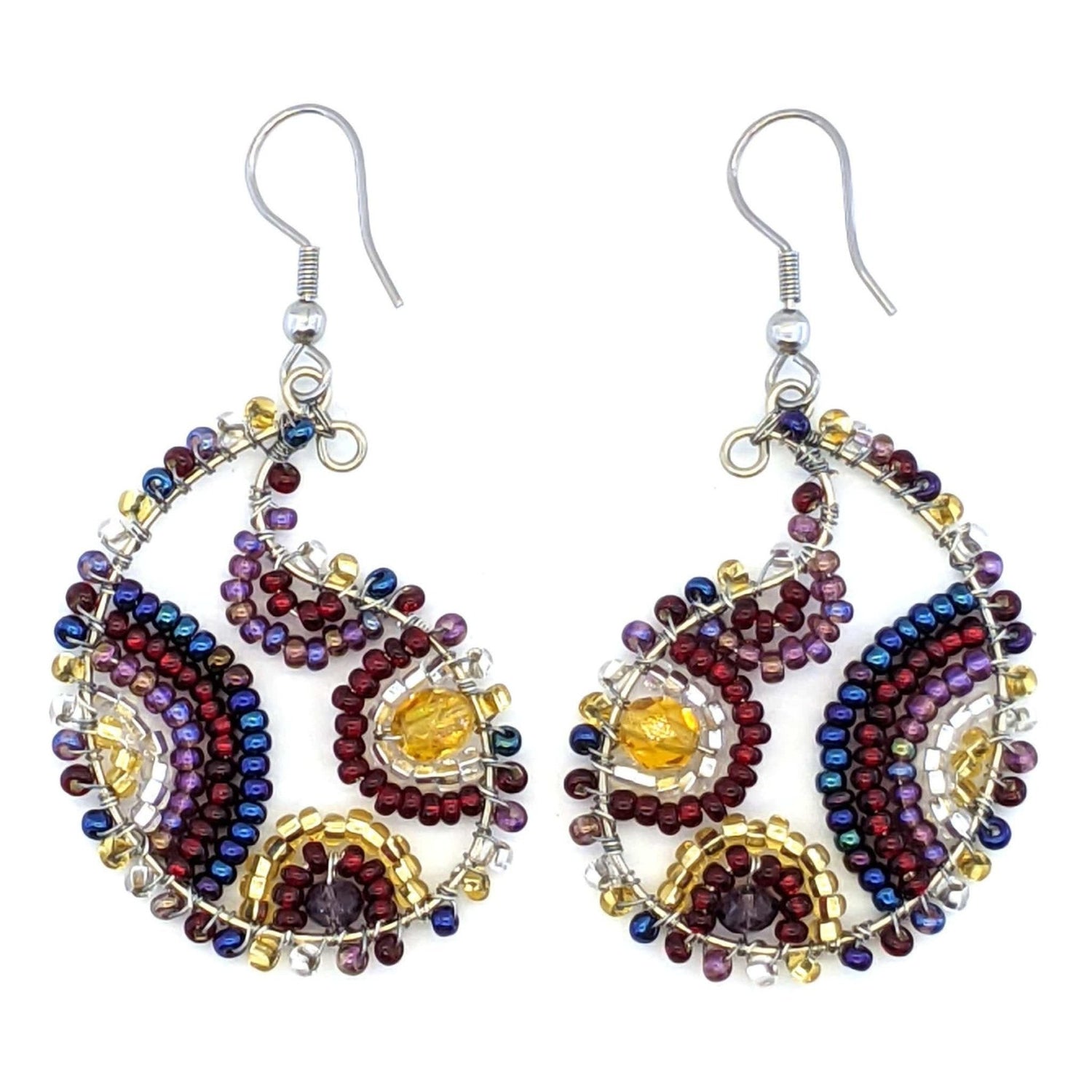 Sunset Paisley Beaded Earrings - A Thread of Hope Guatemalan Fair Trade