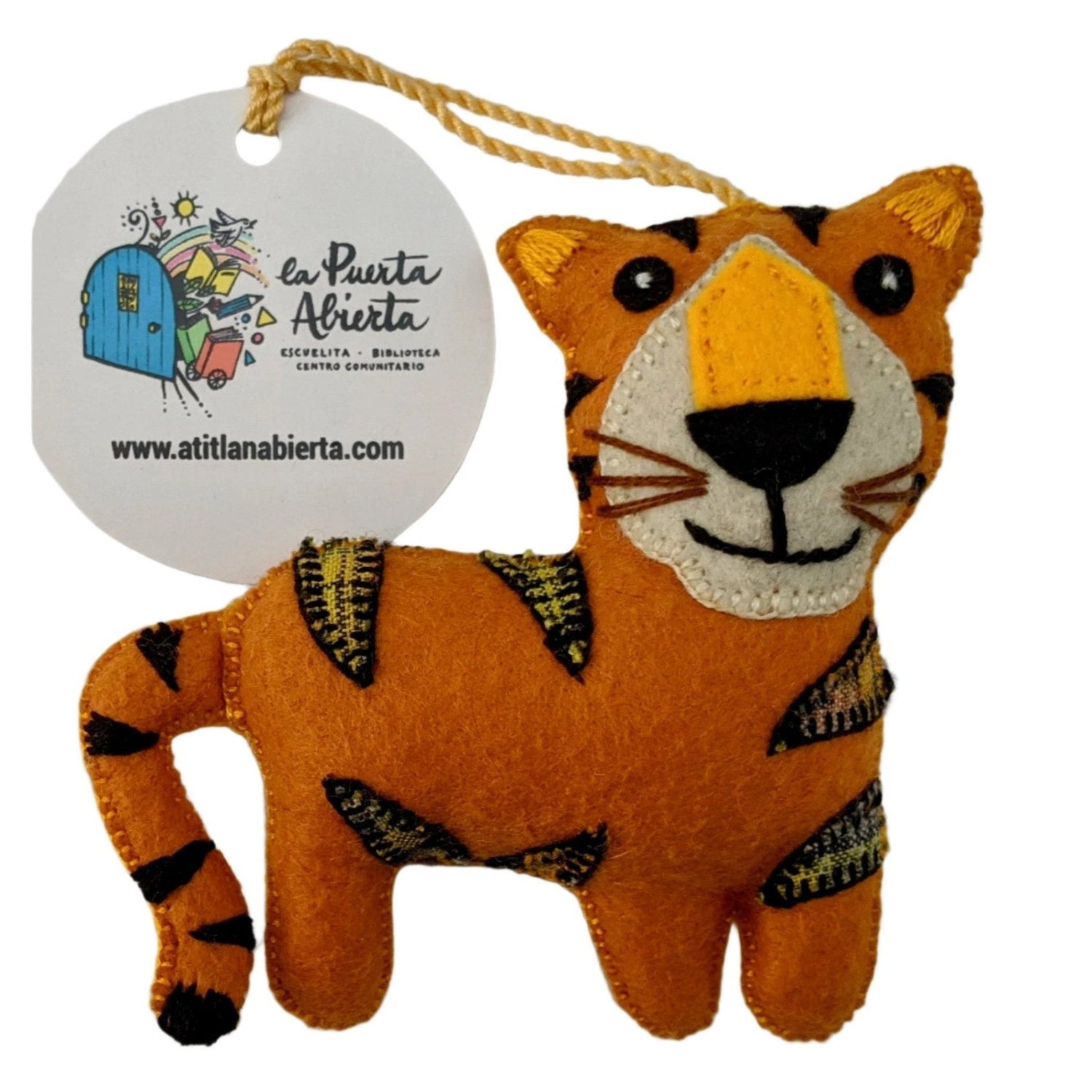 Tiger Felt and Repurposed Traditional Fabric Ornament - A Thread of Hope Guatemalan Fair Trade