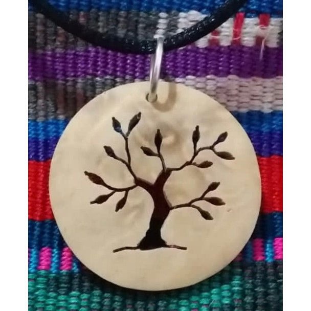 Tree of Life – Summer Coco Spirit Hand - Carved Coconut Shell Necklace - A Thread of Hope Guatemalan Fair Trade