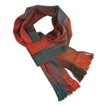 Turquoise and Coral Lightweight Bamboo Handwoven Scarf 8 x 68 - A Thread of Hope Guatemalan Fair Trade