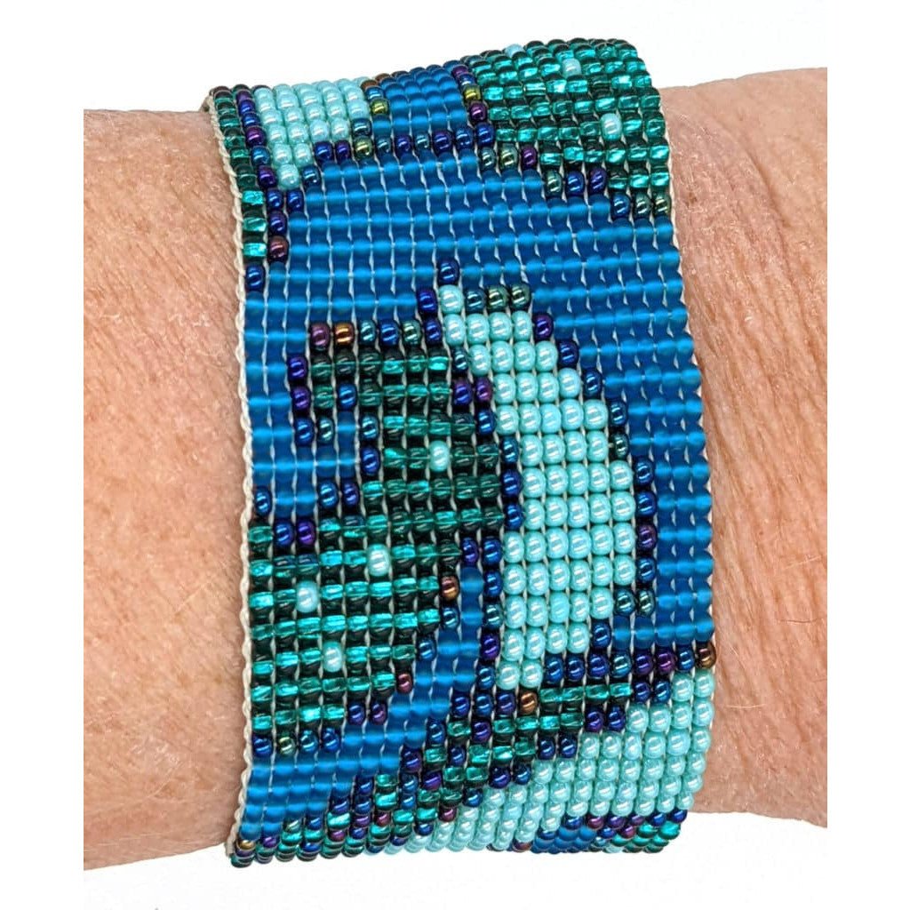 Turquoise and Teal Art Nouveau Beaded Bracelet - A Thread of Hope Guatemalan Fair Trade