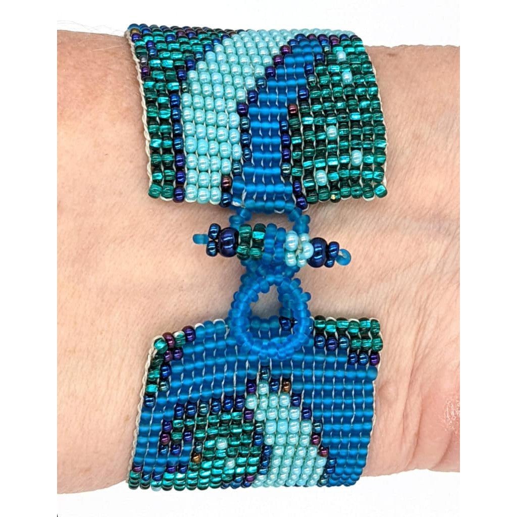 Turquoise and Teal Art Nouveau Beaded Bracelet - A Thread of Hope Guatemalan Fair Trade