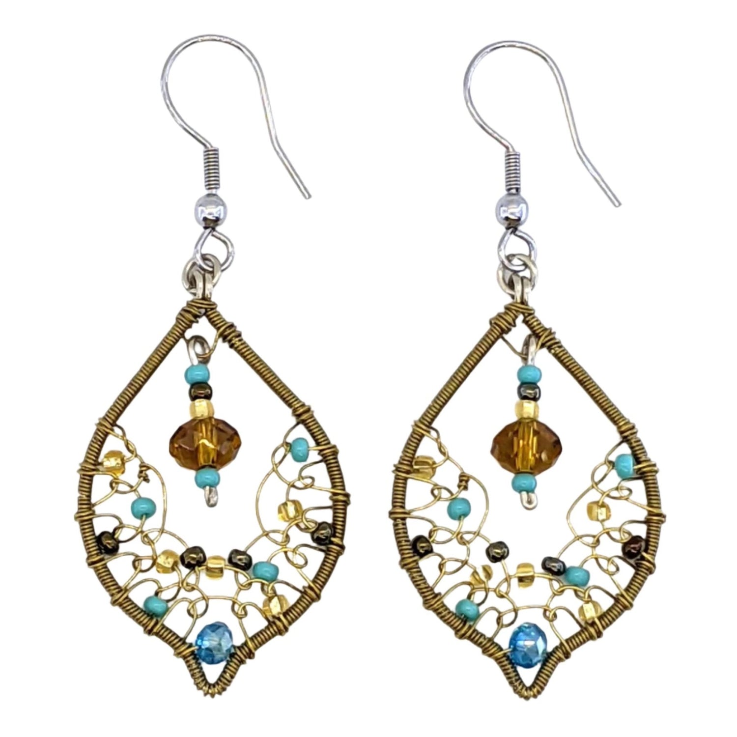 Turquoise, Bronze and Gold Arabian Nights Earrings - A Thread of Hope Guatemalan Fair Trade