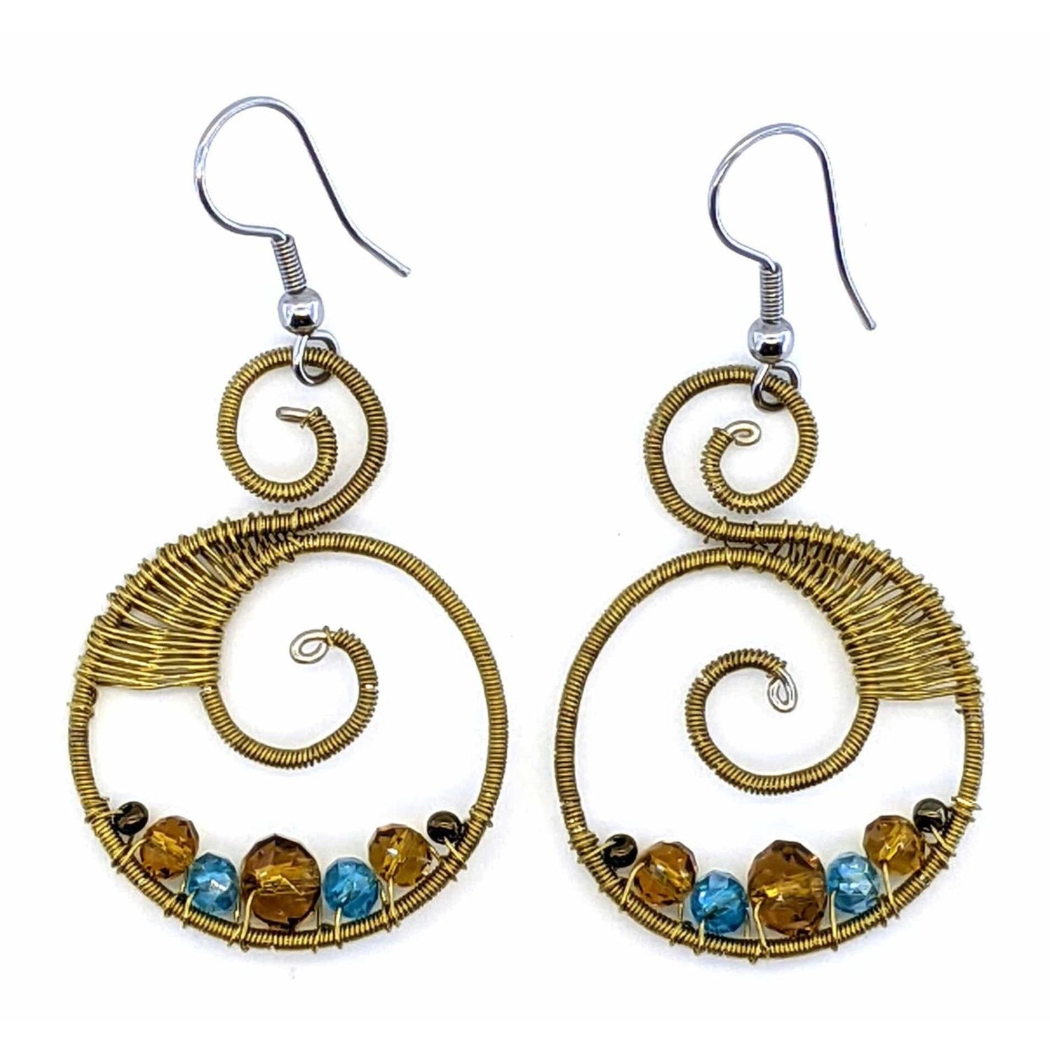 Turquoise, Bronze and Gold Celestina Beaded Earrings - A Thread of Hope Guatemalan Fair Trade