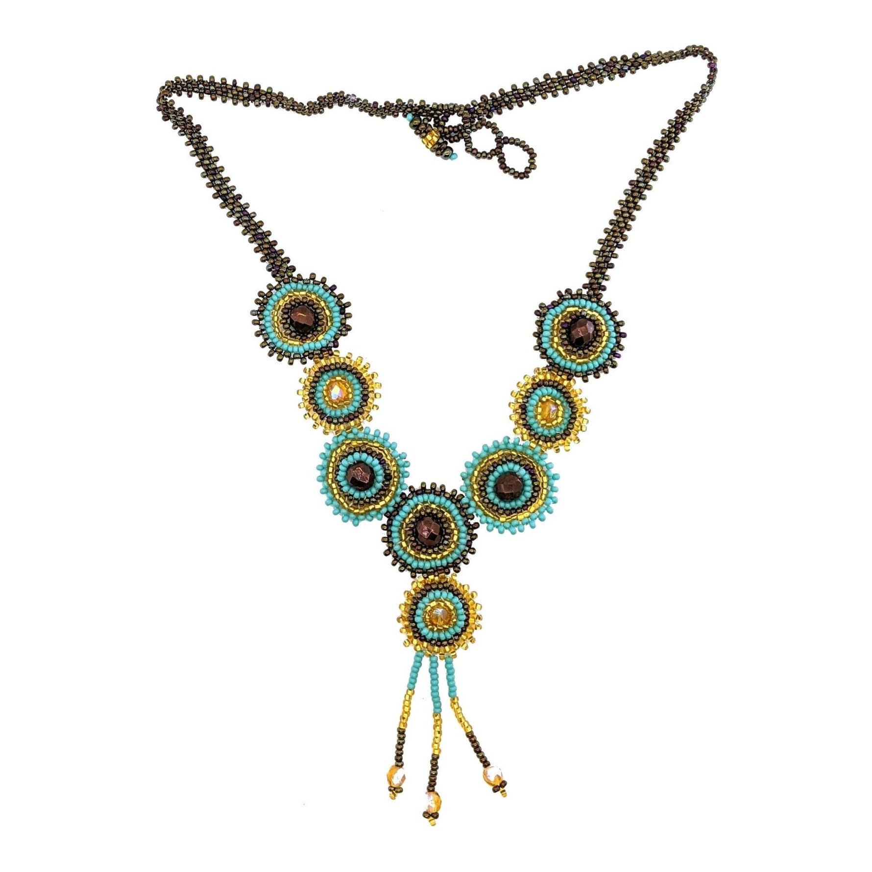 Turquoise, Bronze and Gold Diana Beaded Necklace - A Thread of Hope Guatemalan Fair Trade