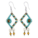 Turquoise, Bronze and Gold Serena Beaded Earrings - A Thread of Hope Guatemalan Fair Trade