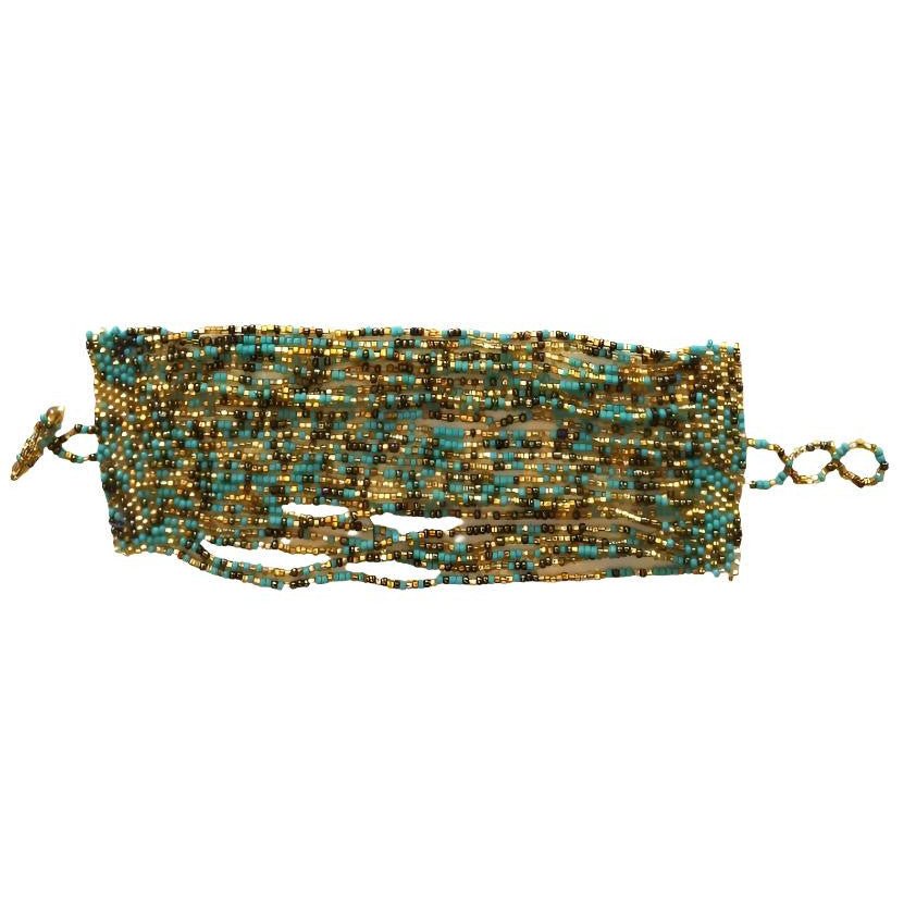 Turquoise, Bronze and Golds 24 - Strand Beaded Bracelet - A Thread of Hope Guatemalan Fair Trade