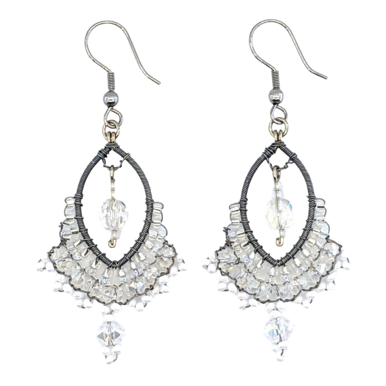 Whites Catarina Beaded Earrings - A Thread of Hope Guatemalan Fair Trade