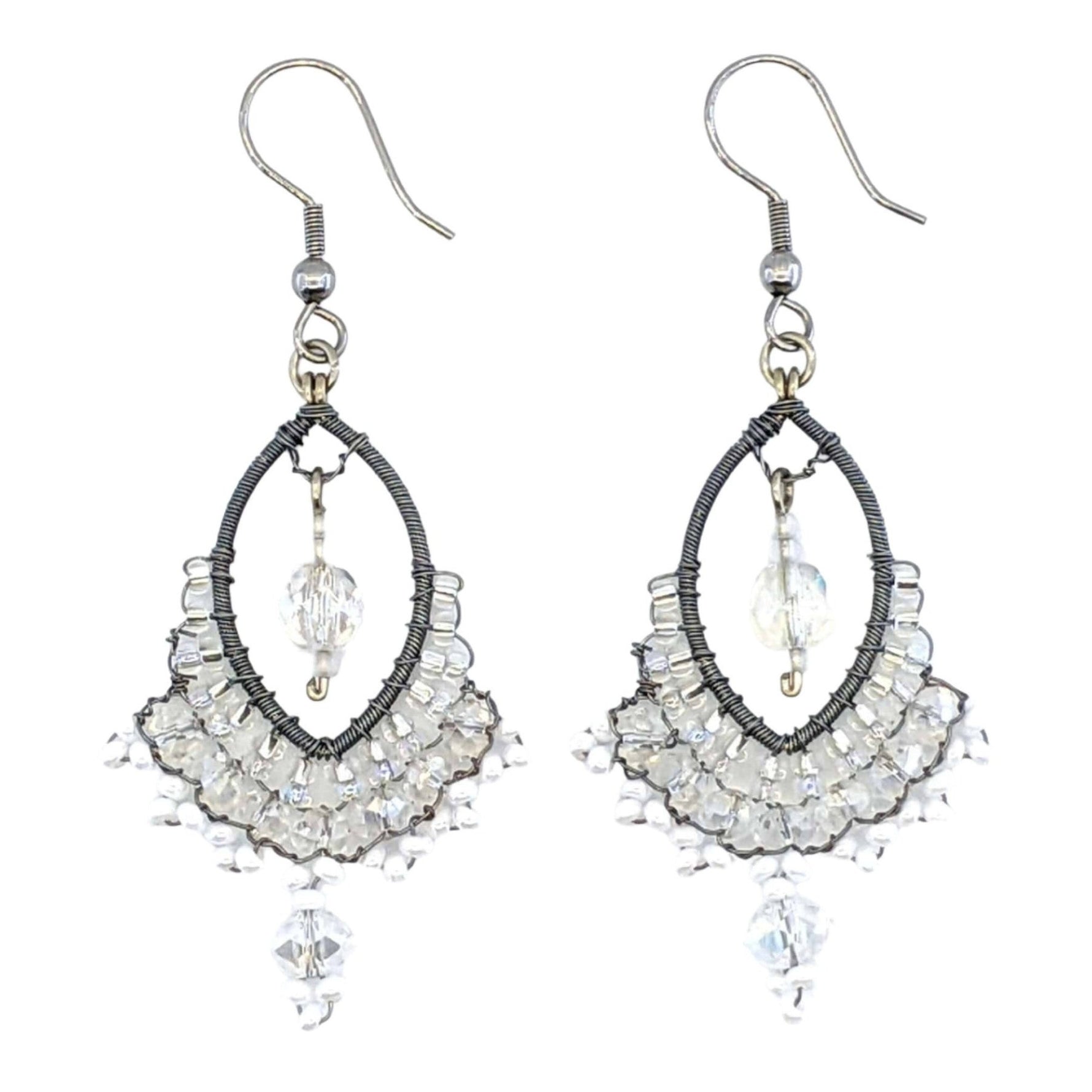 Whites Catarina Beaded Earrings - A Thread of Hope Guatemalan Fair Trade