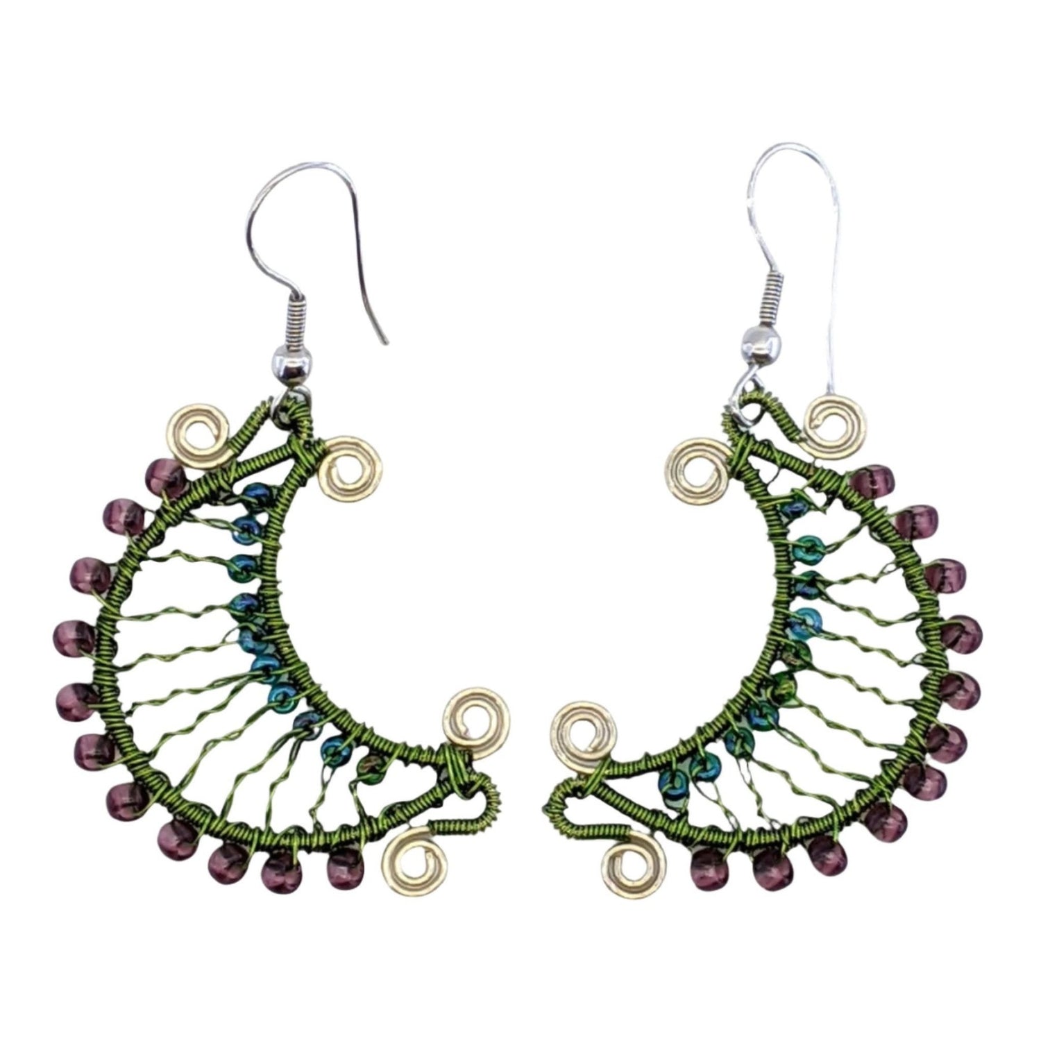 Wine Country Crescent Moon Beaded Earrings - A Thread of Hope Guatemalan Fair Trade