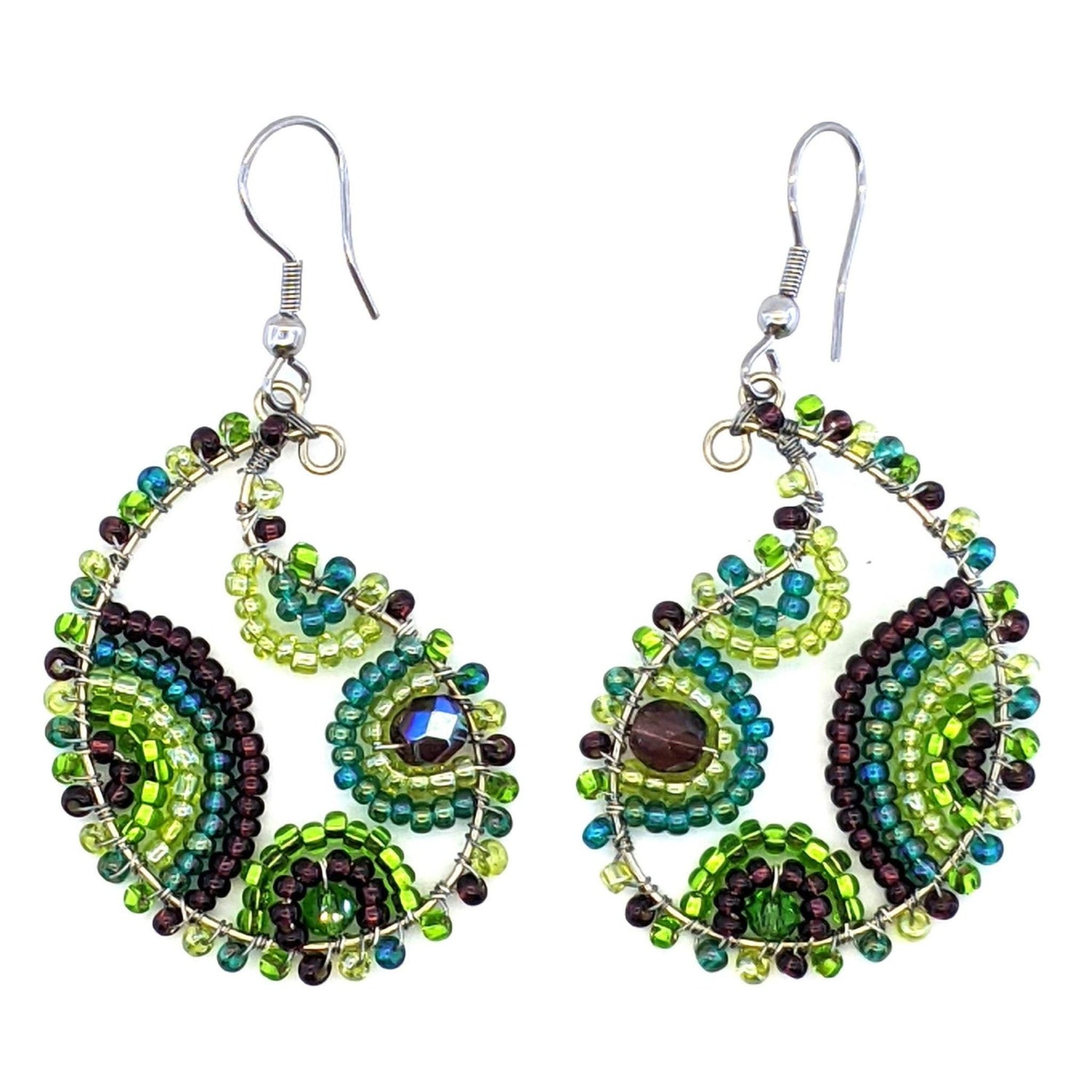 Wine Country Paisley Beaded Earrings - A Thread of Hope Guatemalan Fair Trade