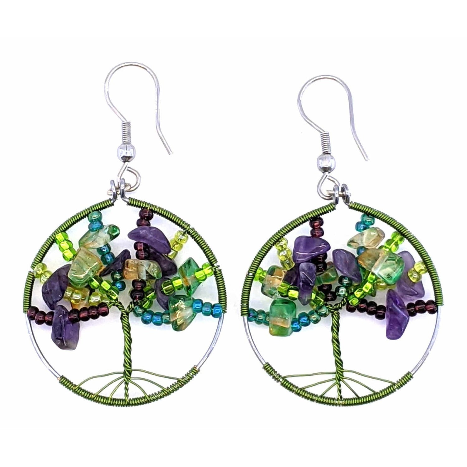 Wine Country Tree of Life Beaded Earrings - A Thread of Hope Guatemalan Fair Trade