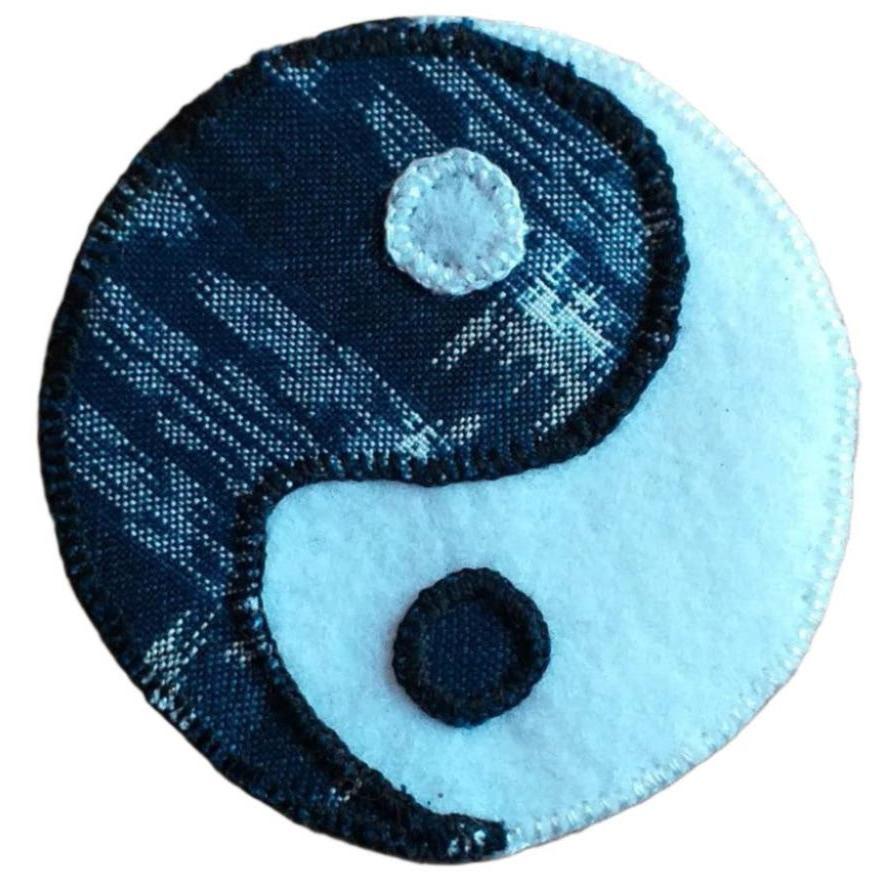 Yin Yang Felt and Repurposed Traditional Fabric Patch - A Thread of Hope Guatemalan Fair Trade