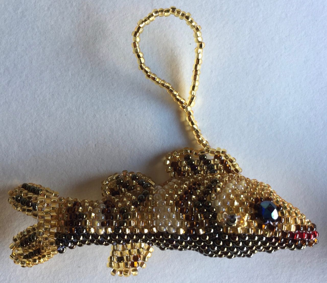 Fish Beaded Ornament - Gold