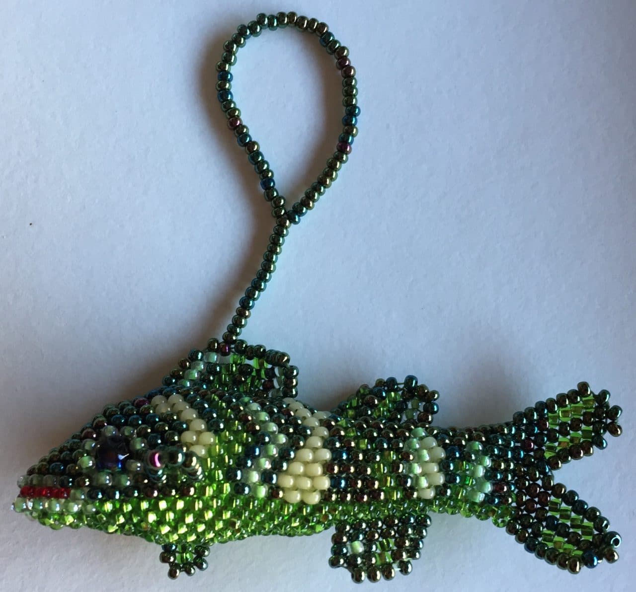 Fish Beaded Ornament - Green