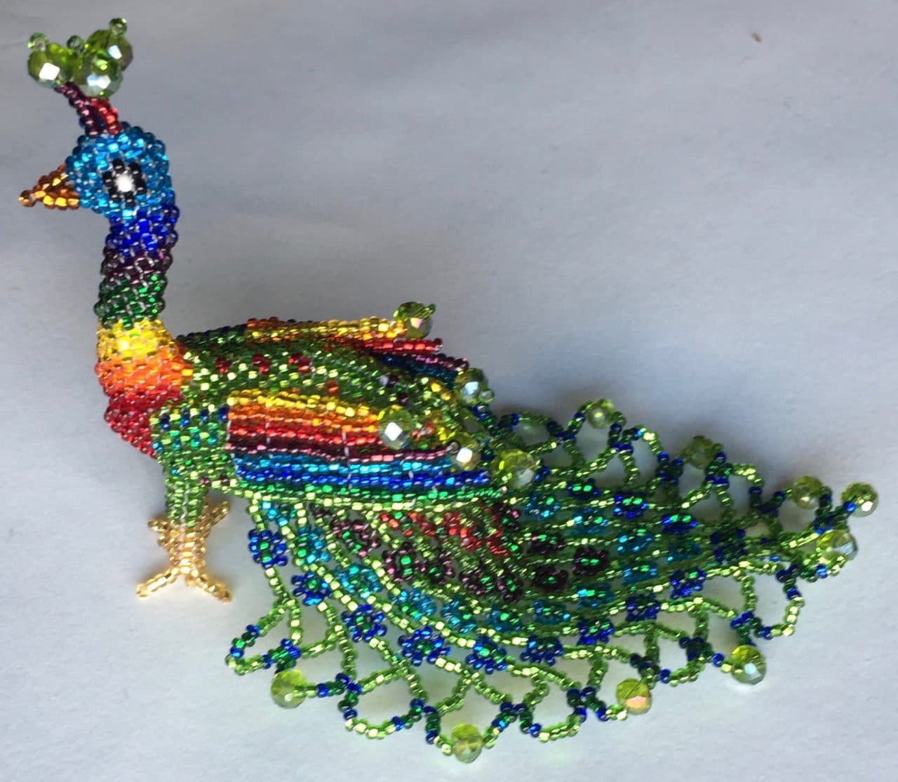 Peacock Beaded TabIe Ornament - Large