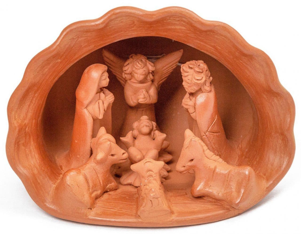 Large Terracotta Shell Nativity Scene