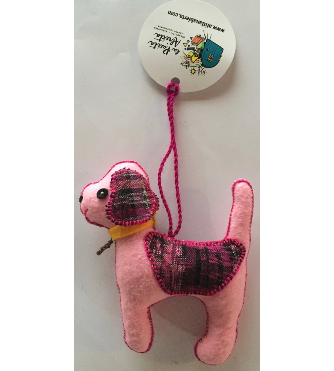 Dog Ornament - Felt and Repurposed Traditional Fabric