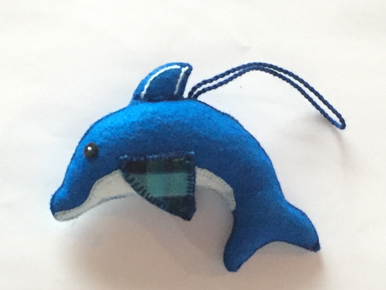 Dolphin Ornament - Felt and Repurposed Traditional Fabric