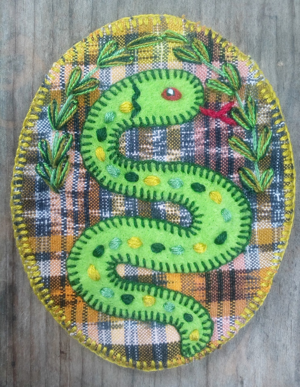 Snake Patch - Felt and Repurposed Traditional Fabric