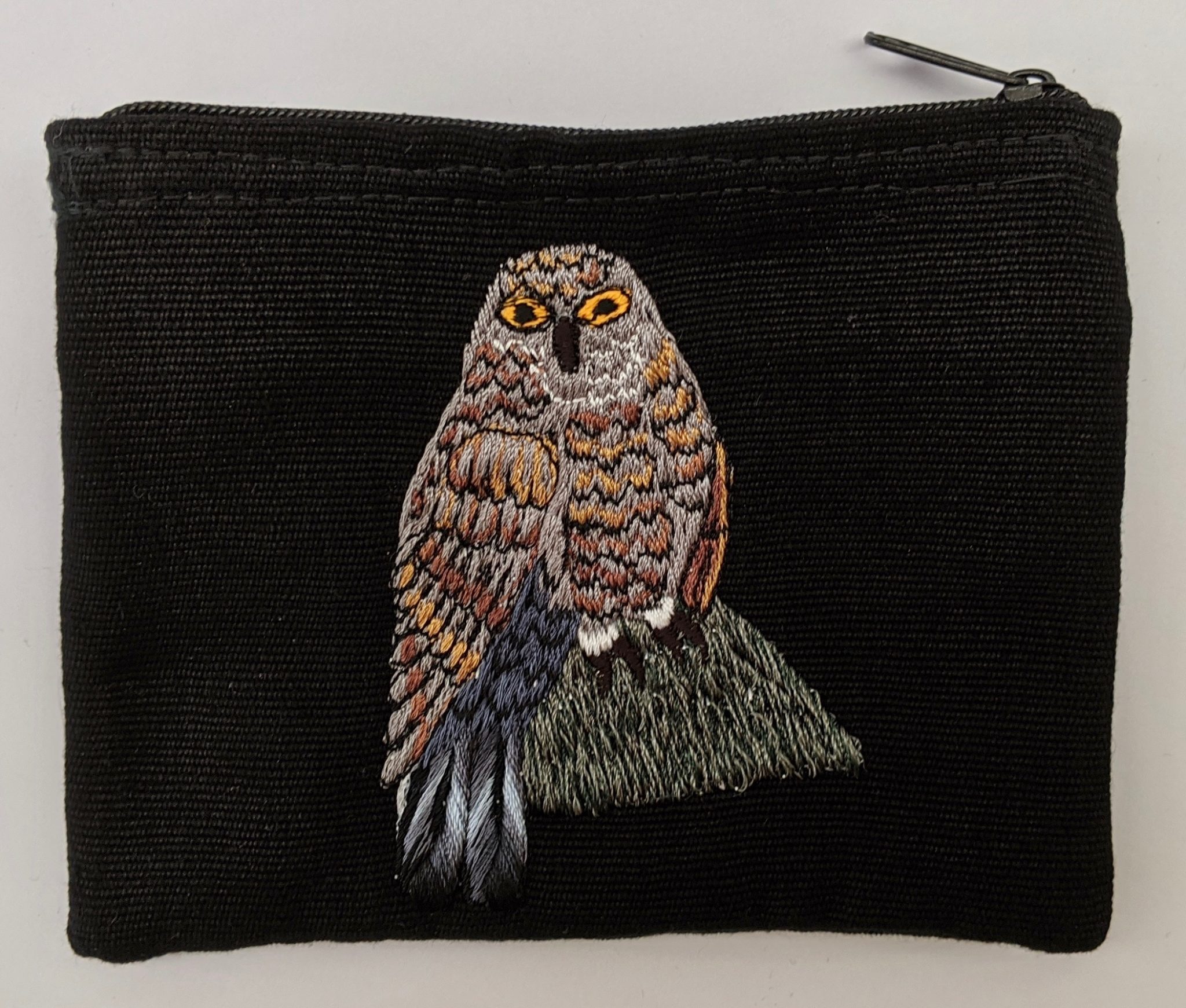 Owl Thread Painted Cotton Coin Purse