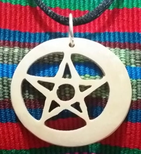 Pentagram Eclipse – Star and Moon - Pentangle  Coco Spirit Hand-Carved Coconut Shell Necklace
