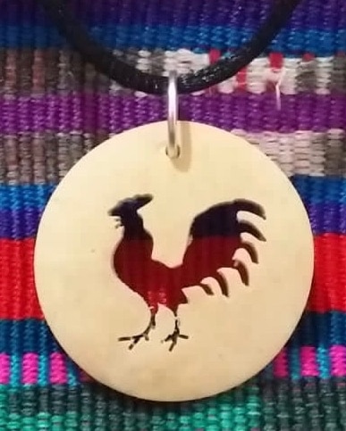 Rooster Coco Spirit Hand-Carved Coconut Shell Necklace