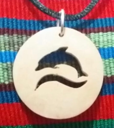 Dolphin and Wave Coco Spirit Hand-Carved Coconut Shell Necklace