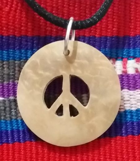 Peace Sign Coco Spirit Hand-Carved Coconut Shell Necklace
