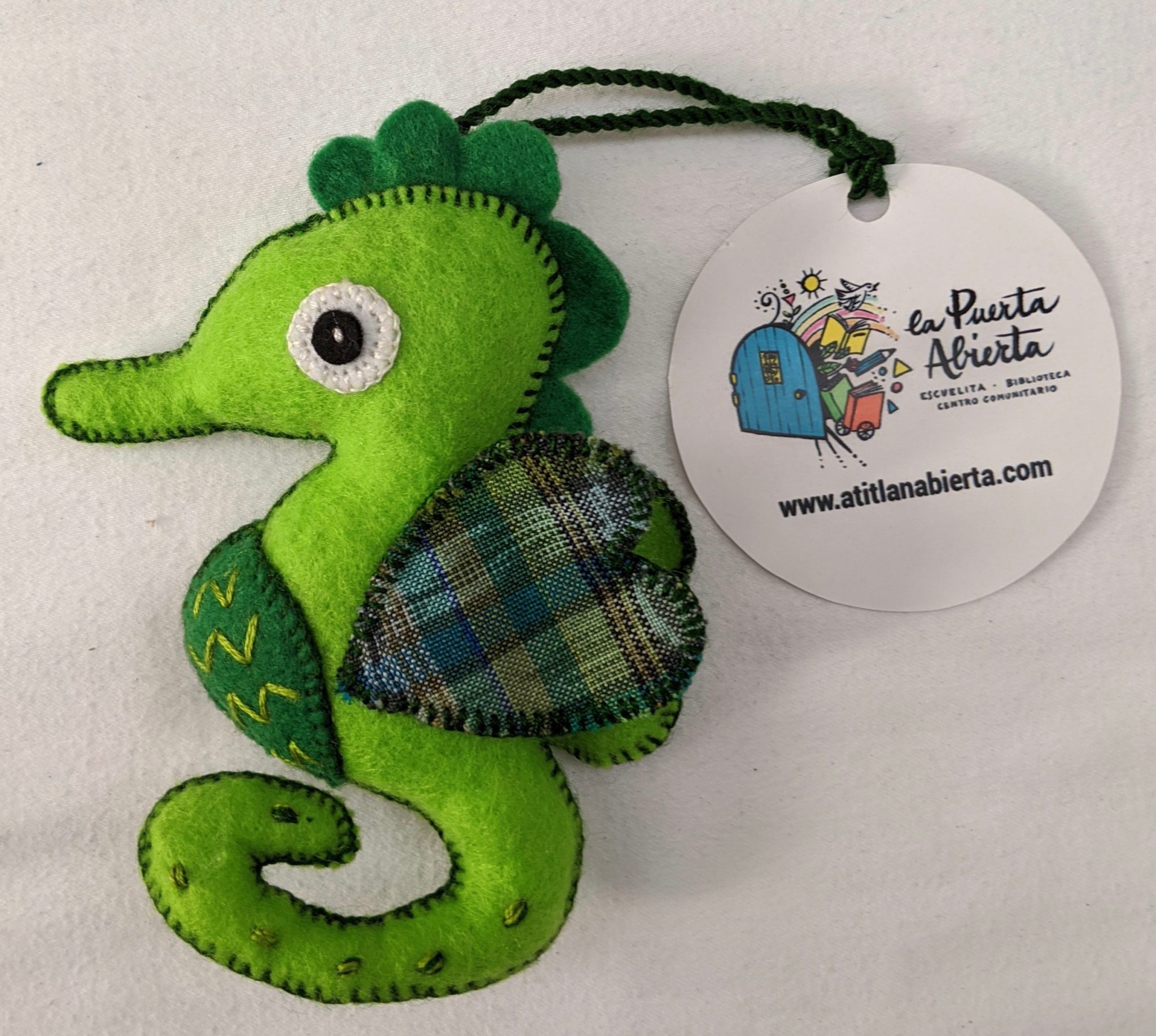 Seahorse Ornament - Felt and Repurposed Traditional Fabric